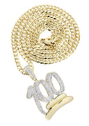 10K Yellow Gold 100 Diamond Pendant & Cuban Chain | 1.14 Carats