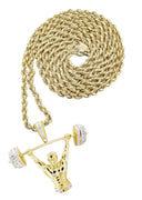 10K Yellow Gold Muscle Man Pendant & Rope Chain | 0.85 Carats