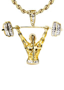 10K Yellow Gold Muscle Man Pendant & Rope Chain | 0.85 Carats