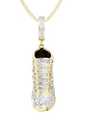 10K Yellow Gold Sneaker Diamond Pendant & Cuban Chain | 1.16 Carats