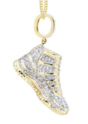 10K Yellow Gold Sneaker Diamond Pendant & Cuban Chain | 1.16 Carats