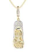 10K Yellow Gold Sneaker Diamond Pendant & Cuban Chain | 1.16 Carats