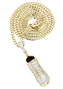 10K Yellow Gold Sneaker Diamond Pendant & Cuban Chain | 1.16 Carats