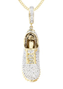 10K Yellow Gold Sneaker Diamond Pendant & Cuban Chain | 1.13 Carats