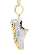 10K Yellow Gold Sneaker Diamond Pendant & Cuban Chain | 1.13 Carats