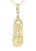 10K Yellow Gold Sneaker Diamond Pendant & Cuban Chain | 1.13 Carats