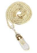 10K Yellow Gold Sneaker Diamond Pendant & Cuban Chain | 1.13 Carats