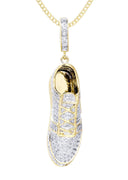 10K Yellow Gold Sneaker Diamond Pendant & Cuban Chain | 1.02 Carats