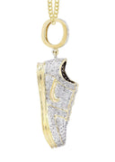 10K Yellow Gold Sneaker Diamond Pendant & Cuban Chain | 1.02 Carats