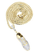 10K Yellow Gold Sneaker Diamond Pendant & Cuban Chain | 1.02 Carats