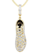 10K Yellow Gold Sneaker Diamond Pendant & Cuban Chain | 0.68 Carats
