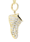 10K Yellow Gold Sneaker Diamond Pendant & Cuban Chain | 0.68 Carats