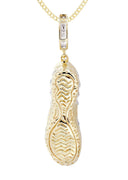 10K Yellow Gold Sneaker Diamond Pendant & Cuban Chain | 0.68 Carats