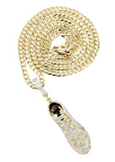 10K Yellow Gold Sneaker Diamond Pendant & Cuban Chain | 0.68 Carats