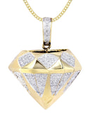 10K Yellow Gold Diamond Pendant & Cuban Chain | 0.91 Carats