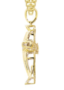 10K Yellow Gold Cross Pendant & Cuban Chain | 0.21 Carats