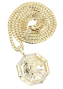 10K Yellow Gold Hawk Pendant Diamond Pendant & Cuban Chain | 0.58 Carats