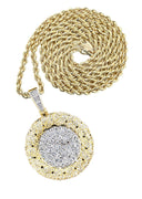 14K Yellow Gold Round Pendant & Rope Chain | 2.1 Carats