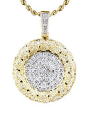 14K Yellow Gold Round Pendant & Rope Chain | 2.1 Carats