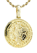 10K Yellow Gold Round Pendant & Rope Chain | 4.42 Carats