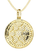 10K Yellow Gold Circle Diamond Pendant & Cuban Chain | 6 Carats