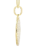 10K Yellow Gold Circle Diamond Pendant & Cuban Chain | 6 Carats