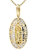 10K Yellow Gold St. Mary Diamond Pendant & Rope Chain | 0.39 Carats
