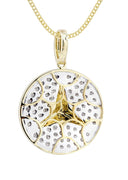 10K Yellow Gold Circle Diamond Pendant & Cuban Chain | 0.44 Carats