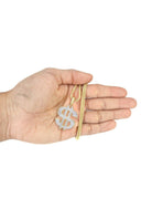 10K Yellow Gold Money Sign Pendant & Franco Chain | 0.59 Carats