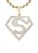 10K Yellow Gold Superman Pendant & Rope Chain | 0.75 Carats