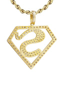 10K Yellow Gold Superman Pendant & Rope Chain | 0.75 Carats