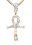 10K Yellow Gold Ankh Pendant & Franco Chain | 0.93 Carats