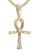 10K Yellow Gold Ankh Pendant & Franco Chain | 0.93 Carats