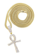 10K Yellow Gold Ankh Pendant & Franco Chain | 0.93 Carats