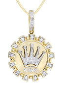 14K Yellow Gold Crown Diamond Pendant & Cuban Chain | 0.28 Carats