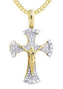 10K Yellow Gold Cross Pendant & Cuban Chain | 1.05 Carats