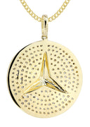 10K Yellow Gold Circle Pendant Diamond Pendant & Cuban Chain | 0.51 Carats