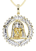10K Yellow Gold Jesus Head Diamond Pendant & Cuban Chain | 0.6 Carats