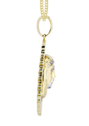 10K Yellow Gold Jesus Head Diamond Pendant & Cuban Chain | 0.6 Carats