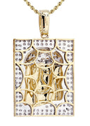 10K Yellow Gold Jesus Head Diamond Pendant & Rope Chain | 0.48 Carats