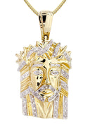 10K Yellow Gold Jesus Head Diamond Pendant & Franco Chain | 0.28 Carats