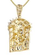 10K Yellow Gold Jesus Head Diamond Pendant & Franco Chain | 0.28 Carats