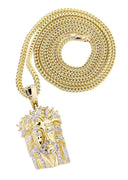 10K Yellow Gold Jesus Head Diamond Pendant & Franco Chain | 0.28 Carats