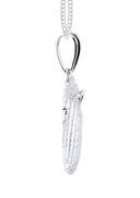 10K White Gold Lion Head Diamond Pendant & Cuban Chain | 0.79 Carats