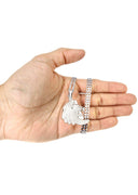 10K White Gold Lion Head Diamond Pendant & Cuban Chain | 0.79 Carats