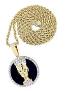 14K Yellow Gold Pharaoh Pendant & Rope Chain | 0.42 Carats