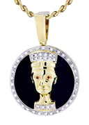 14K Yellow Gold Pharaoh Pendant & Rope Chain | 0.42 Carats