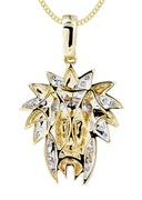 10K Yellow Gold Chief Head Diamond Pendant & Cuban Chain | 0.23 Carats