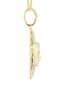 10K Yellow Gold Chief Head Diamond Pendant & Cuban Chain | 0.23 Carats