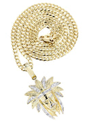 10K Yellow Gold Chief Head Diamond Pendant & Cuban Chain | 0.23 Carats